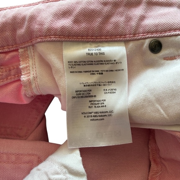 Volcom 1991 Stoned Frayed Hem Women Size 27 Shorts In Pink - Picture 5 of 5